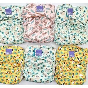 Bambino Mio Miosolo Classic All-In-One Cloth Diapers Lot of 6 One Size Reusable